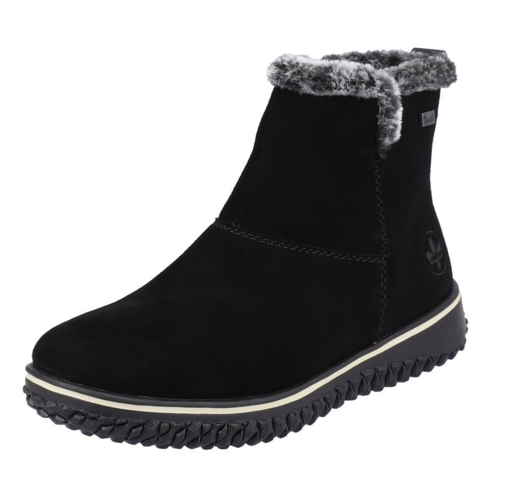 Rieker Z4266-00 Black Suede Leather Tex Ankle Boots – Missy Online