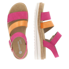 Remonte D0Q55-31 Morelia Magenta And Orange Flatform Wedge Sandals