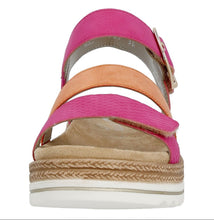 Remonte D0Q55-31 Morelia Magenta And Orange Flatform Wedge Sandals