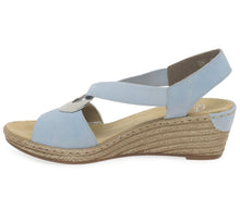Rieker 624H6-10 Morelia Aqua Low Wedge  Elasticated Sandals