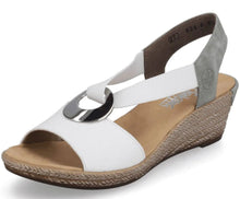 Rieker 624H6-80 Kaukasus White Combination Low Wedge  Elasticated Sandals