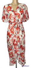 Rose Red Floral Crossover Midi  Dress