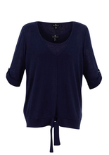Marble 6945 Fine Knit Two Piece Navy Tie Top
