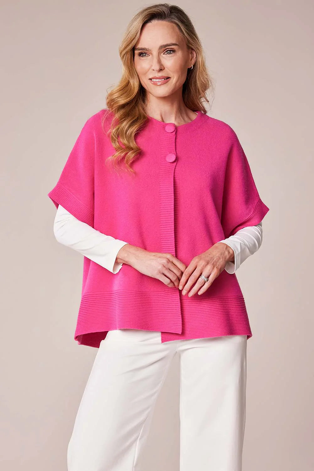 D.E.C.K By Decollage 11094 Plain Short Sleeved Knitted Button Cardigan (3 Colours)