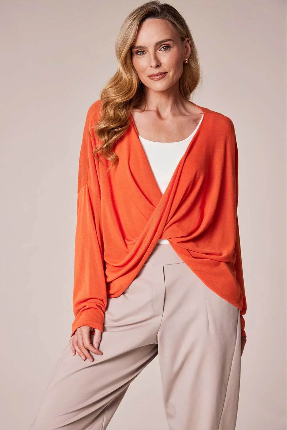 D.E.C.K By Decollage 12366 Plain Fine Knit Crossover Top (6 Colours)