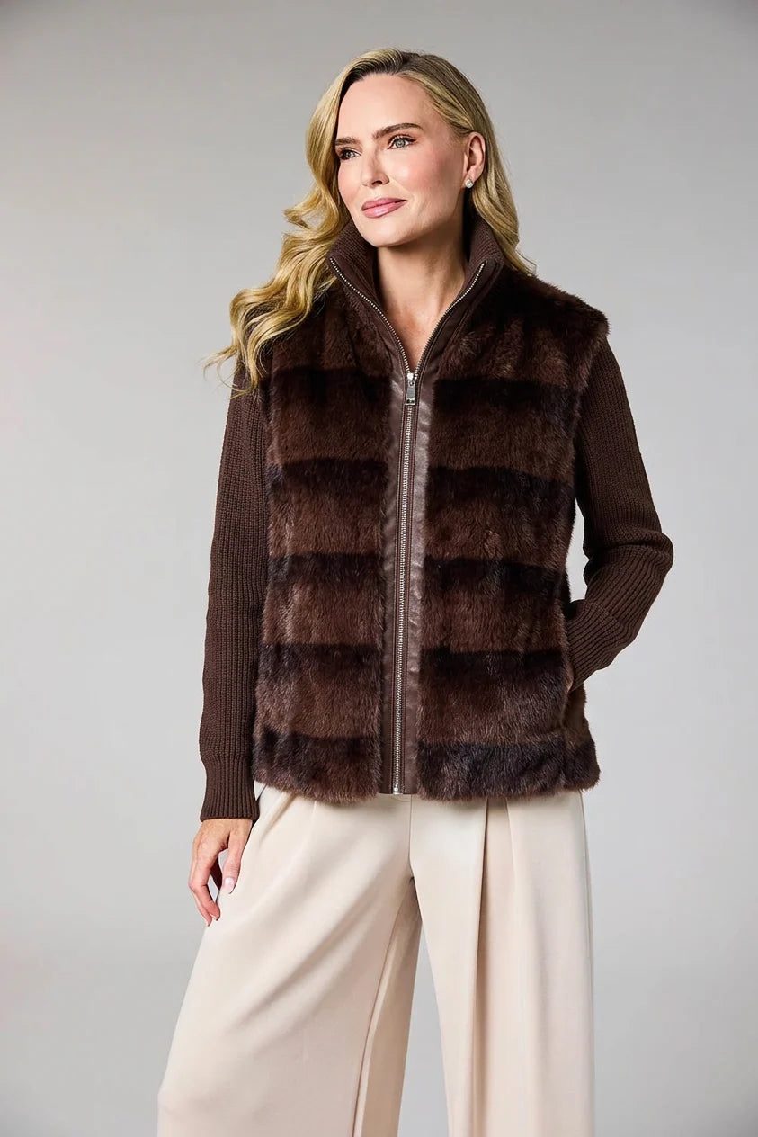 D.E.C.K By Decollage 1851 Faux Fur Knit Jacket (2 Colours)