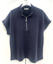 D.E.C.K By Decollage 20337 Plain Triple Soft Short Sleeved Zip Front Top (3 Colours)