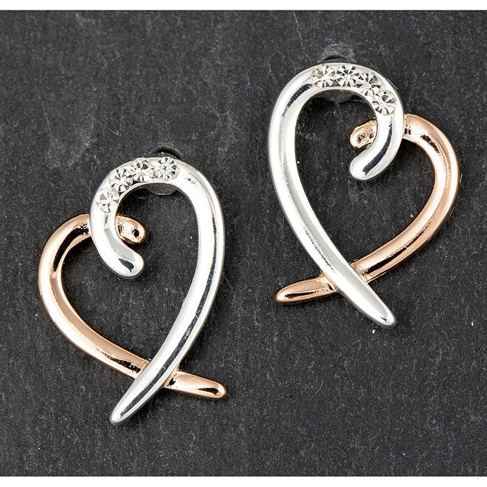 Two Tone Layered Heart Earrings