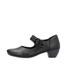 Rieker 41756-00 Black Lugano Leather Low Heel Mary Jane Style Shoes
