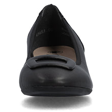 Rieker 43453-00 Lugano Black Leather Block Low Heeled Court Shoes