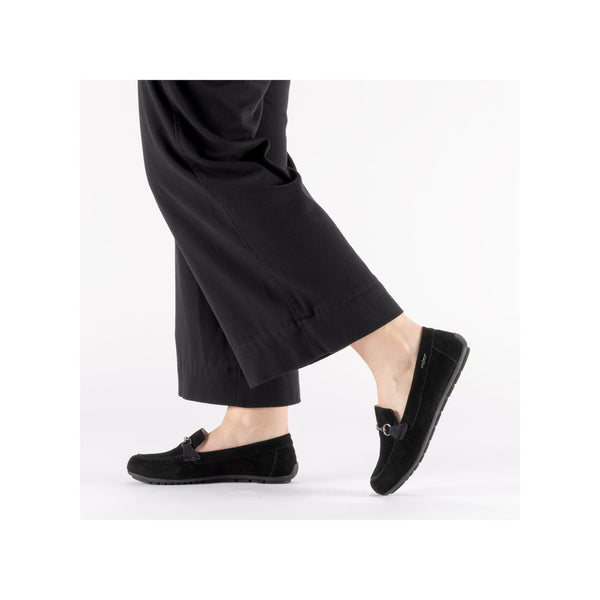Rieker 43863-00 Black Nubuck Leather Loafers
