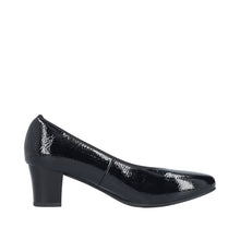 Rieker 44650-02 Largo Black Patent Leather Low Heel Court Shoes