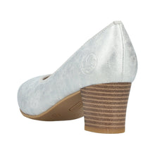 Rieker 44650-90 Odessa Silver Metallic Block Heel Court Shoe