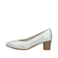 Rieker 44650-90 Odessa Silver Metallic Block Heel Court Shoe