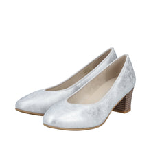 Rieker 44650-90 Odessa Silver Metallic Block Heel Court Shoe