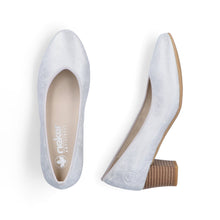 Rieker 44650-90 Odessa Silver Metallic Block Heel Court Shoe