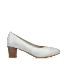 Rieker 44650-90 Odessa Silver Metallic Block Heel Court Shoe
