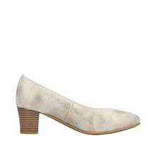 Rieker 44650-91 Alula Soft Gold Leather Block Heeled Court Shoes