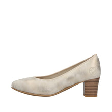 Rieker 44650-91 Alula Soft Gold Leather Block Heeled Court Shoes
