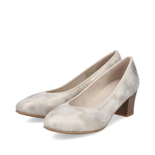 Rieker 44650-91 Alula Soft Gold Leather Block Heeled Court Shoes