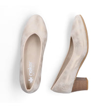 Rieker 44650-91 Alula Soft Gold Leather Block Heeled Court Shoes