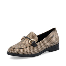 Rieker 46264-60 Beige Combination Checked Loafers