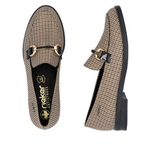 Rieker 46264-60 Beige Combination Checked Loafers