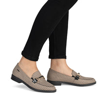 Rieker 46264-60 Beige Combination Checked Loafers