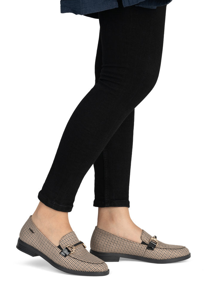 Rieker 46264-60 Beige Combination Checked Loafers