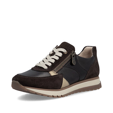 Rieker 49010-26 Chocolate Brown Combination Leather Trainers