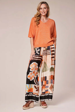 D.E.C.K By Decollage 6655 Abstract Print Wide Leg Palazzo Trousers (2 Colours)