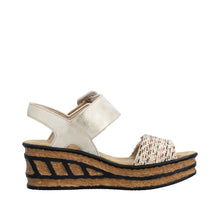 Rieker 68172-60 Beige Combination Adjustable Wedge Sandals