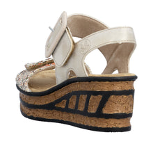 Rieker 68172-60 Beige Combination Adjustable Wedge Sandals