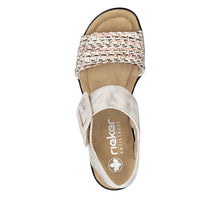 Rieker 68172-60 Beige Combination Adjustable Wedge Sandals