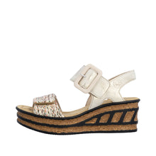 Rieker 68172-60 Beige Combination Adjustable Wedge Sandals