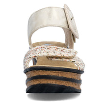 Rieker 68172-60 Beige Combination Adjustable Wedge Sandals