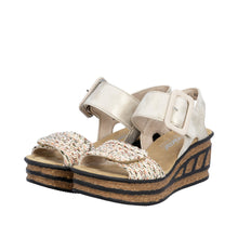 Rieker 68172-60 Beige Combination Adjustable Wedge Sandals