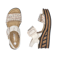 Rieker 68172-60 Beige Combination Adjustable Wedge Sandals