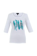 Marble 6928 Cotton Aqua Scoop Neck T-Shirt Style Top