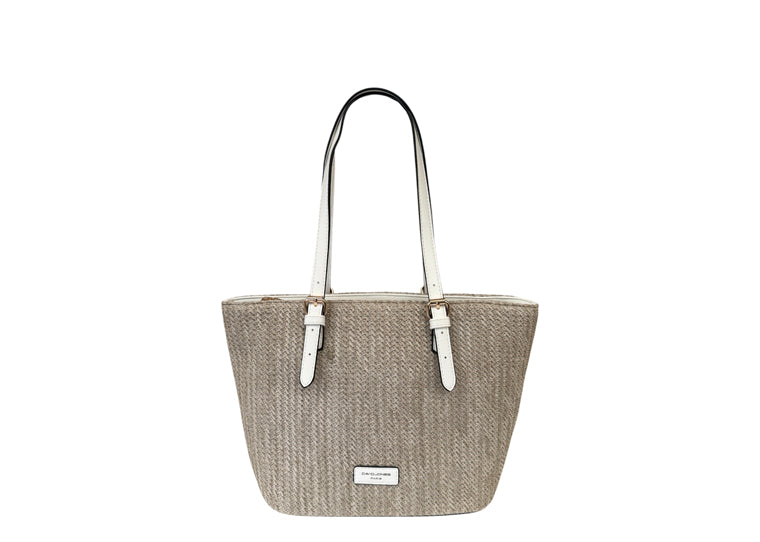 David Jones 7051-3 Medium Rattan Shopper Style Handbag With Coloured Trim(4 Colours)