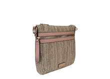 David Jones 7051-6 Rattan Effect Crossbody Bag With Coloured Trim(4 Colours)