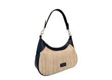 David Jones 7051-9 Rattan Medium Shoulder Handbag With Coloured Trim (4 Colours)
