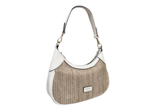 David Jones 7051-9 Rattan Medium Shoulder Handbag With Coloured Trim (4 Colours)