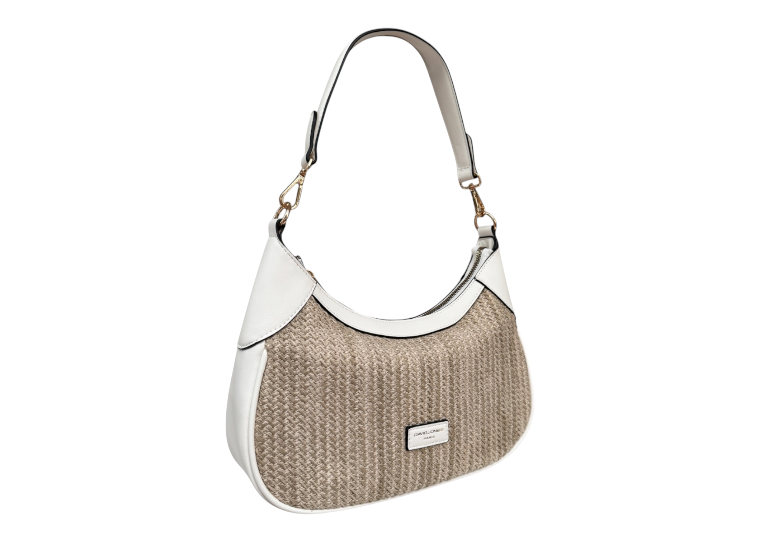 David Jones 7051-9 Rattan Medium Shoulder Handbag With Coloured Trim (4 Colours)