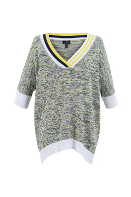 Marble 7463 V-Neck Striped Blue,Yellow And White Jumper