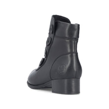 Rieker 78659-00 Minato Black Leather Block Heeled Ankle Boots