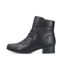 Rieker 78659-00 Minato Black Leather Block Heeled Ankle Boots