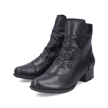 Rieker 78659-00 Minato Black Leather Block Heeled Ankle Boots