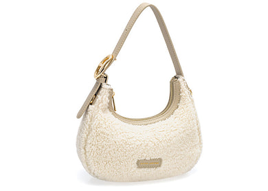 David Jones CM7668 Creamy White Shearing Effect Small Shoulder Bag