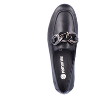 Remonte D0K00-00 Odeon Black Chain Detail Leather Loafers